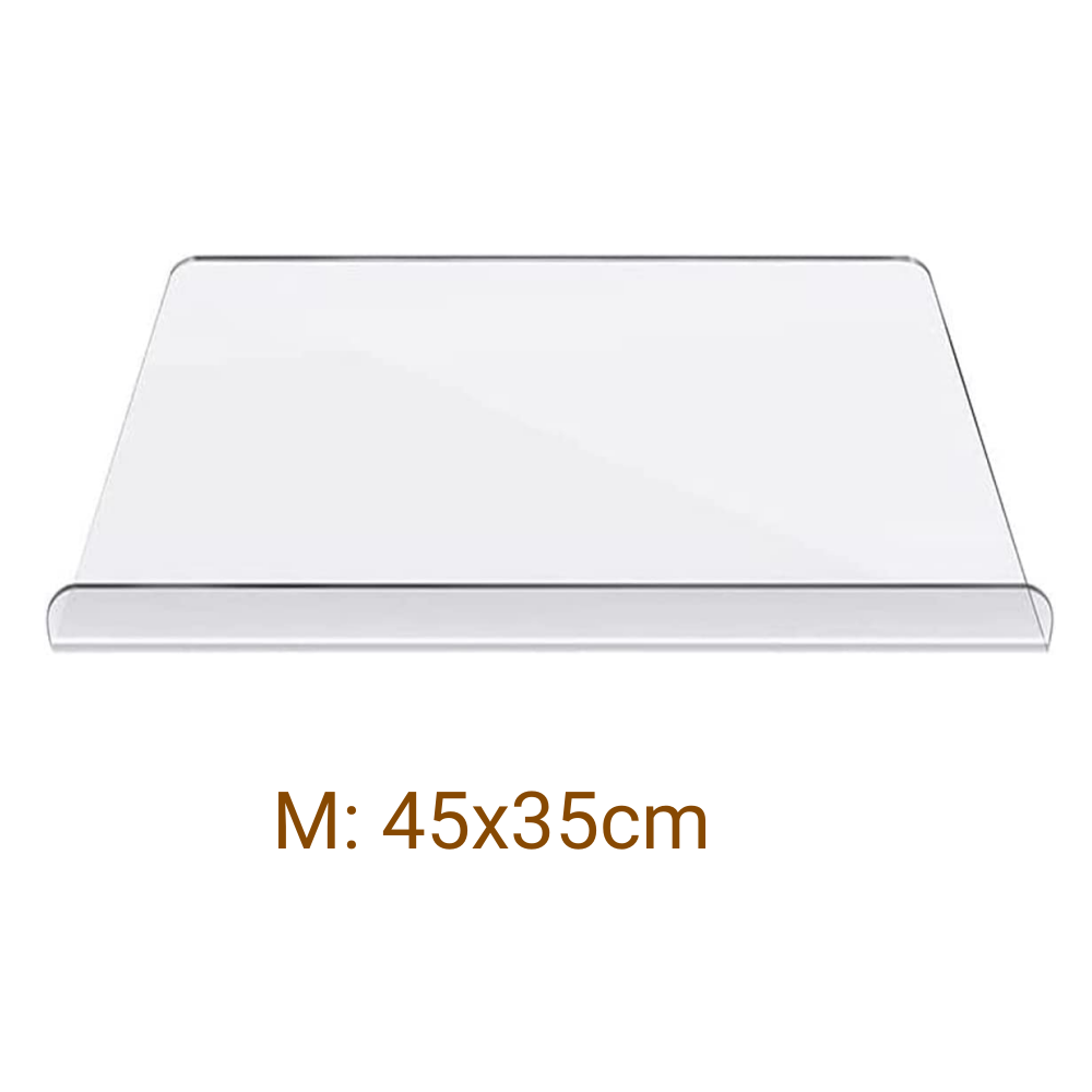 Acryl snijplank, 5 mm transparante acryl snijplank met aanslagrand, 60 cm x 45 cm, antislip lip