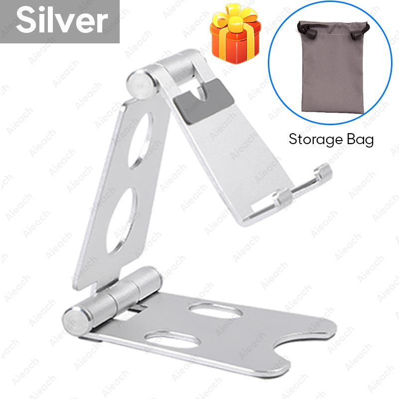 Aieach-Soporte plegable de aluminio ajustable para tableta, Soporte de escritorio para iPad, Samsung, Xiaomi, tableta: Double fold silver