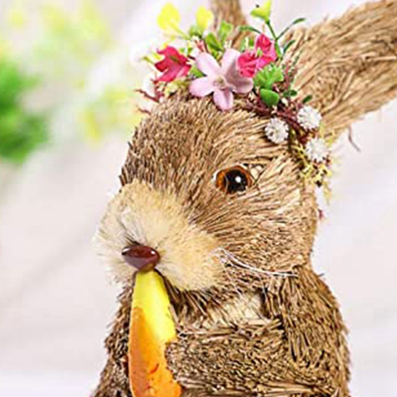 Lapin de pâques en paille, décoration, carotte, souvenir de pâques, décoration de la maison