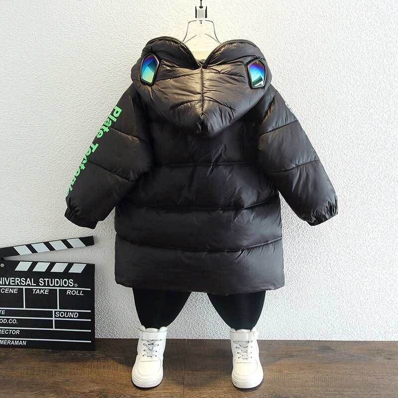 2021 inverno bambini ragazzi occhiali giacche cappuccio bambini caldi giacca a vento parka piumini in cotone cappotti con occhiali vestiti 2-13 anni