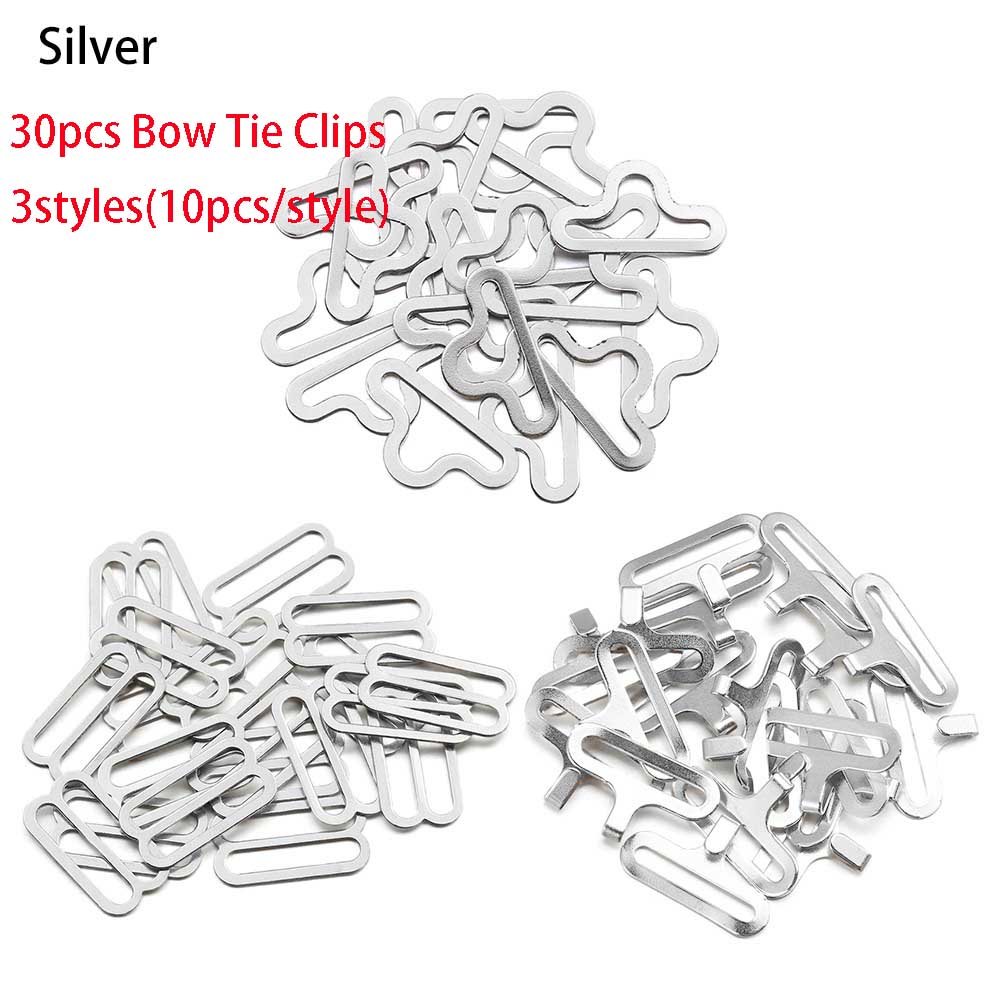 Clip ajustable para corbata de lazo, hebilla de eslinga, gancho, accesorios de costura para ropa, DIY, 30 unids/set por juego: silver