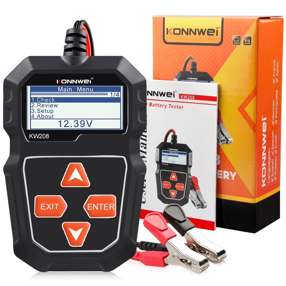 KONNWEI-probador de batería de coche KW208, 12V, 100 a 2000CCA, herramientas de batería para el coche, carga rápida, Analizador de cargador de diagnóstico
