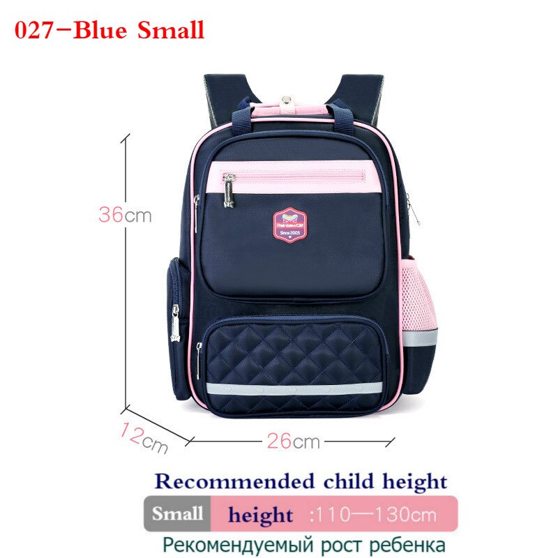 Basisschool schooltas meisjes 1-3-6e klas 5-12 jaar kinderrugzak lichtgewicht kinderrugzakken voor school tienerjongens tas: 027- blauwe kleine