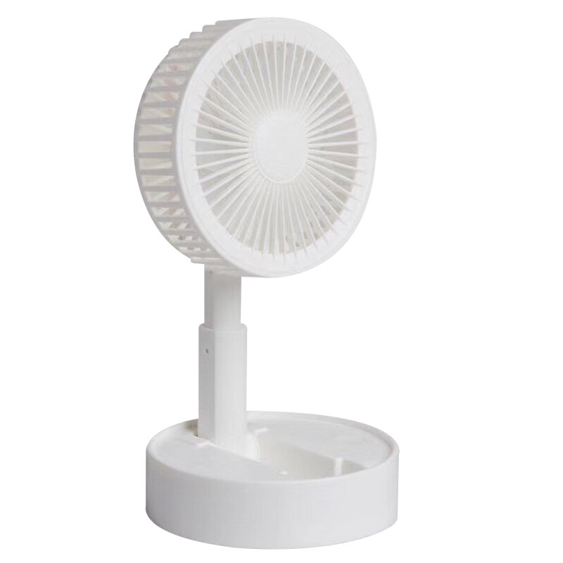 Fan Folding Telescopic Mini Fan USB Rechargeable Air Cooler Summer Portable Standing Fan Desktop Electric Fan Gentle Mute-35: White