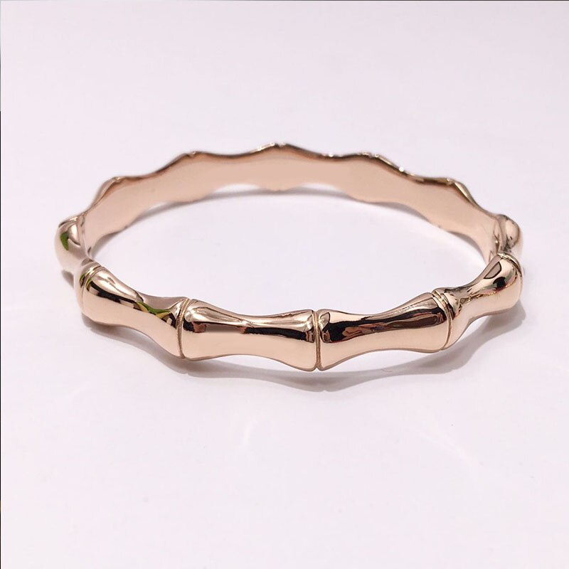 Luxury Jewelry Man Woman Cuff Bracelet Stainless Steel Bamboo Bone Korea: rose