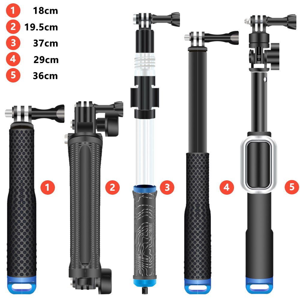 Snowhu action kamera selfie stick vandtæt 3- vejs greb stativ teleskopisk udtrækbar stang håndholdt kamera stativ selfie stick