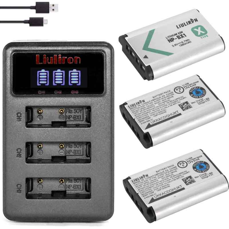 Oryginalny LIULIRON 1860mAH NP-BX1 NPBX1 NP BX1 Bateria Bateria robić Sony fdr x3000 HDR jak300 DSC rx100 iii zv-1 DSC RX1 RX100iii: ładowarka i 3bateria