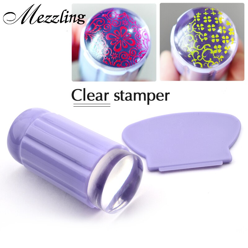 1pcs 2.8cm Transparante Stempel Nail Art Clear Jelly Stempel Schraper Set Poolse Stempelen Manicure Gereedschap