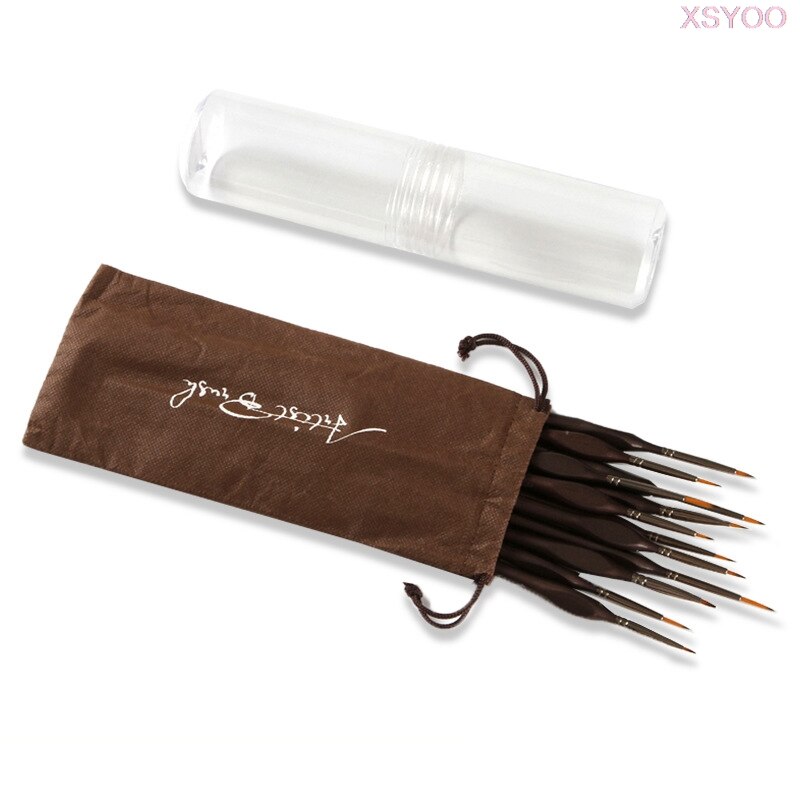 12pcs Miniature Detail Paint Brush Set Micro Fine Brushes Tiny Detailing Model Rock Acrylic Watercolor Oil Painting