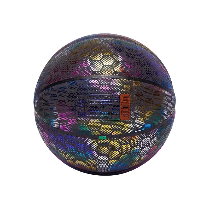 Holografische Reflectie Lichtgevende Fluorescerende Basketbal Rainbow Star Sky Online Cool Basketbal Lichteffecten Shiny Size7: Hexagon radium