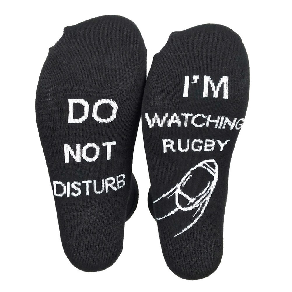 Femmes hommes ne pas déranger je regarde Rugby drôle quotidien porter mi-mollet nouveauté chaussettes confortable doux lettre imprimé: Black