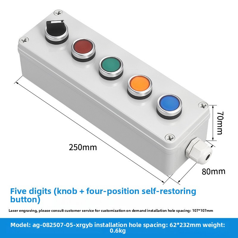Push button switch, control box, mains switch, electrical control box, emergency start/stop indicator button, protective housing: Army green