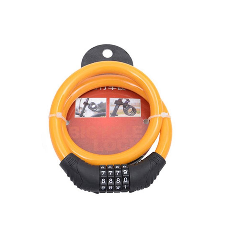 Anti-theft Bicycle Combination Lock Mountain Bike Bicycle Steel Cable 4-Digit Number Security Coded Combination Lock: Orange