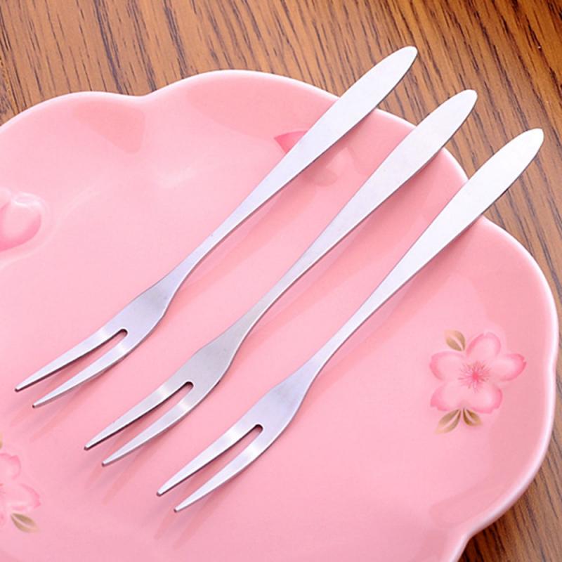 Stainless Steel Two-tine Fruit Fork Snack Cake Dessert Forks West Tableware Fruit Fork Party Fruit Flatware Kitchen Accessories