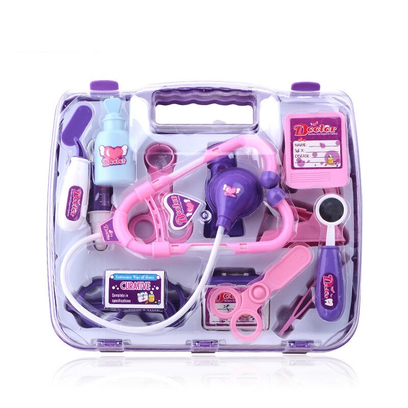 Klassisk leksak doktor leksaker låtsas leksaker för barn barn pojkar flickor pussel simulering medicin box set: Rosa