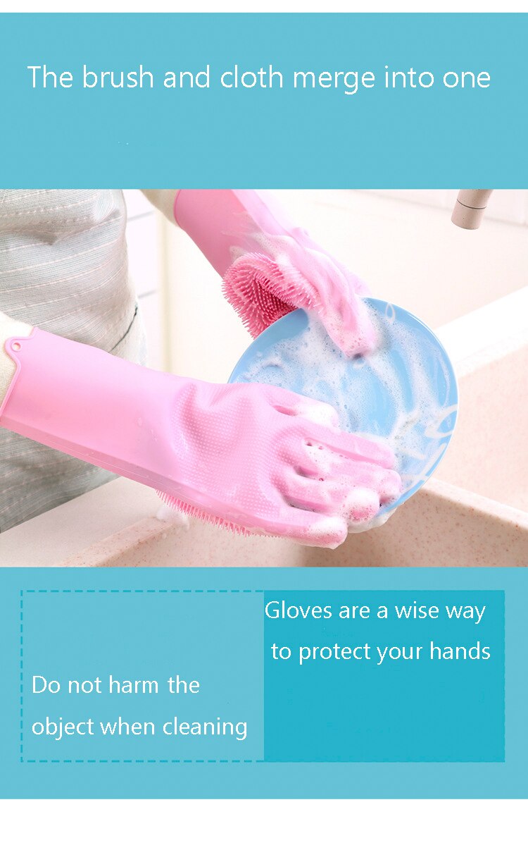 Fabrikanten directe verkoop magic silicone wassen gerechten keuken schoonmaken multi-purpose huishoudelijke siliconen borstel handschoenen