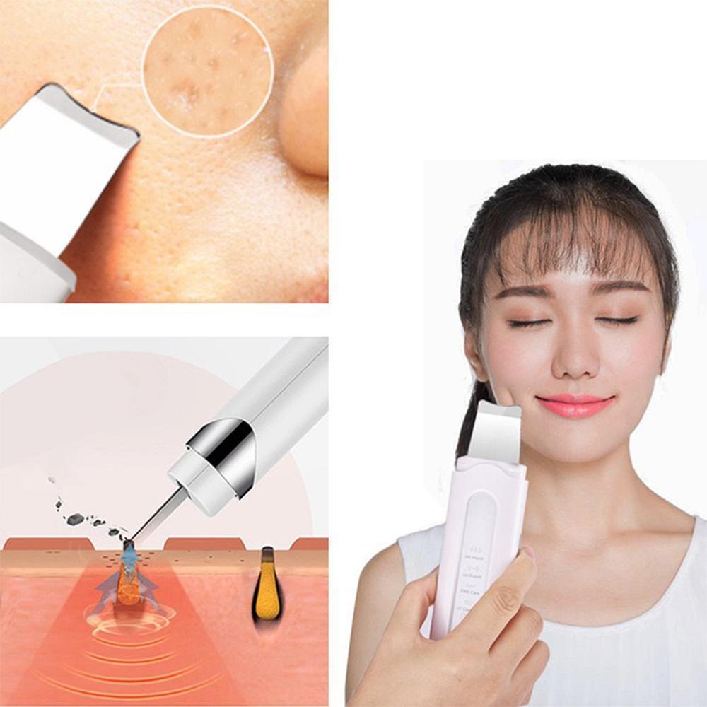 Ultrasound Skin Scrubber Exfoliërende Anti-Rimpel Huid Mee-eter Modellen Remover Spatel Huid Scrubber 4 Gereedschap Met D3J1