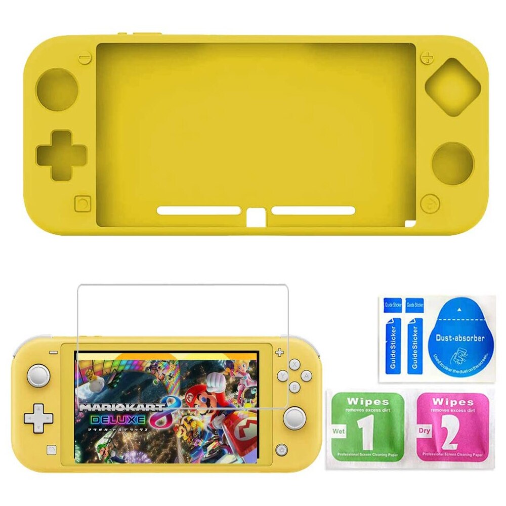 Caso para nintendo switch lite, interruptor lite acessórios da pele kit luz protetora magro capa de silicone escudo protetor: Yellow