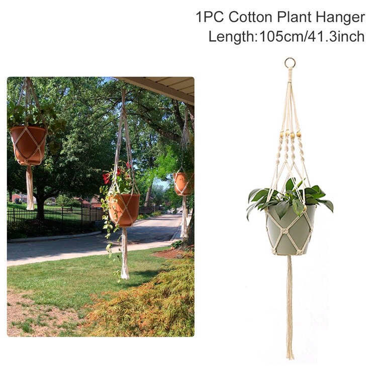 Macramé hecho a mano colgador de plantas cestas soporte para macetas balcón colgante maceta cesta decoración cuerda de elevación suministros de jardín para el hogar: Multicolor
