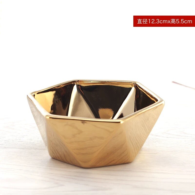 Ceramic Plate Bowl Cup Mug Europe Plating Golden for Dinner Breakfast Hotel Salad Bowls plates: 1 small bowl