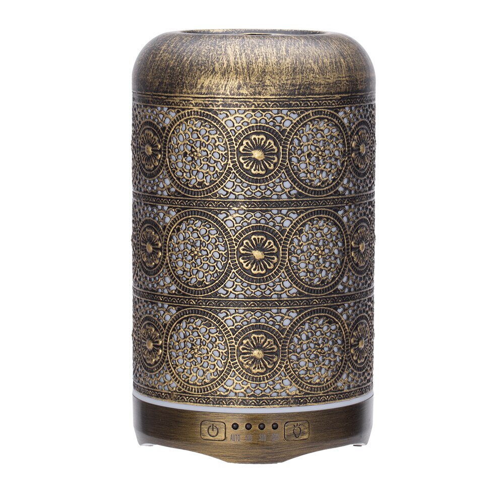 250ml Air Humidifier Bronze Metal Classical Aroma Essential Oil Diffueser With 7 LED Color Change For Home Office: Bronze / EU