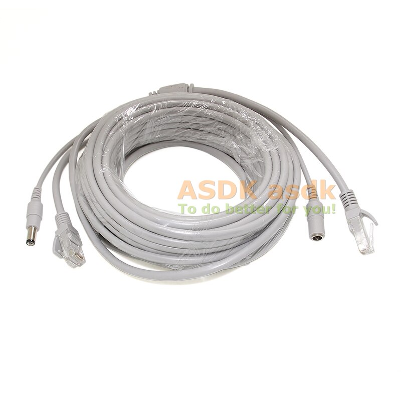 Ethernet Cable 20M Power CCTV DC+ RJ45 Network Lan Cable For NVR System IP Camera