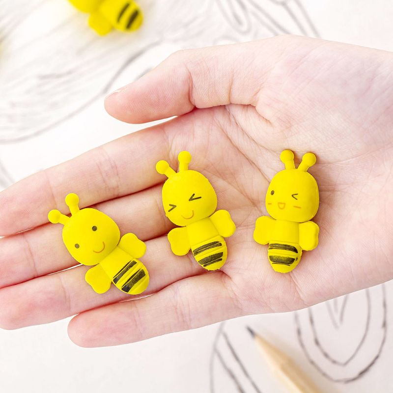 Gomas de borrar de 4 Uds., Mini, de insecto, pequeña abeja amarilla, gomas para borrar de lápices, suministros para escuela y oficina