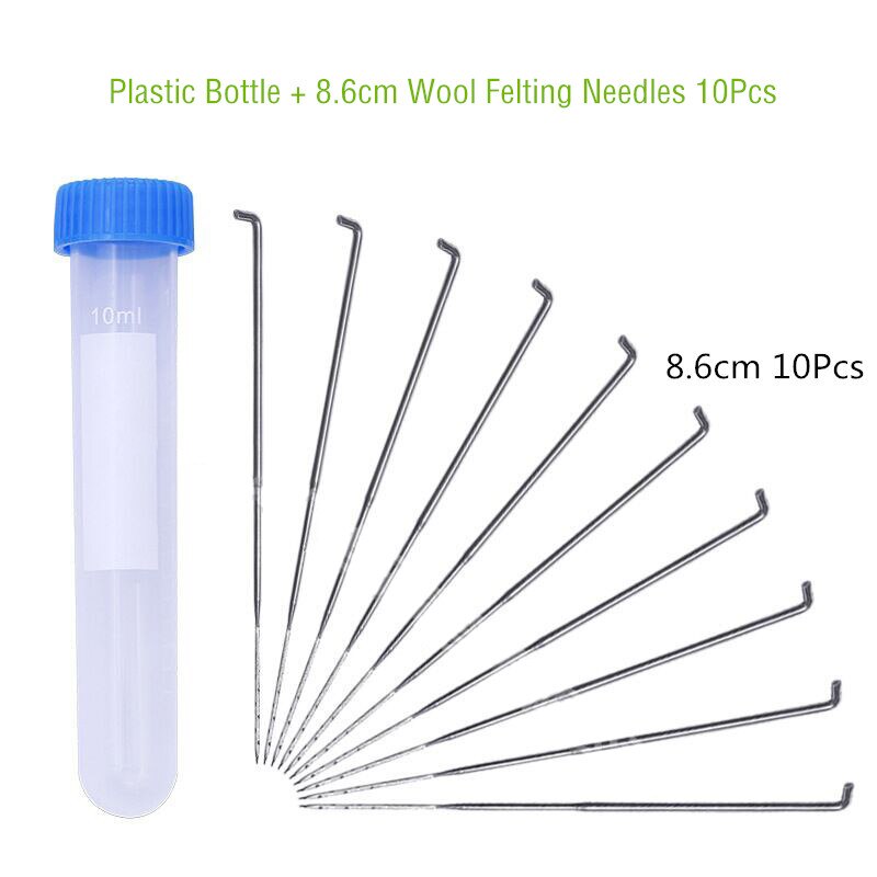 10/18 Uds lana agujas de fieltrar kit para manualidades DIY Artesanato sentía haciendo herramientas Pock pines agujas con mango de madera y botella de plástico: 8.6cm 10Pcs A
