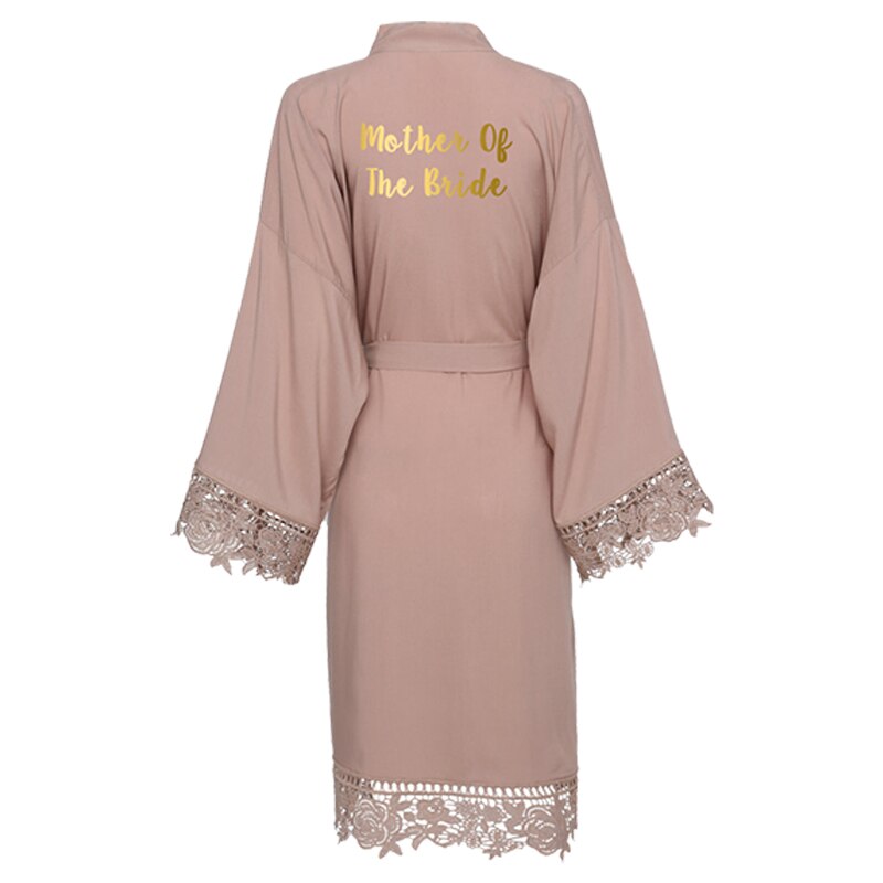 YUXINBRIDAL champagne Solid Cotton Kimono Robes with Lace Trim Women Wedding Bridal Robe Bathrobe Sleepwear White: Champag Mother Bride / plus size