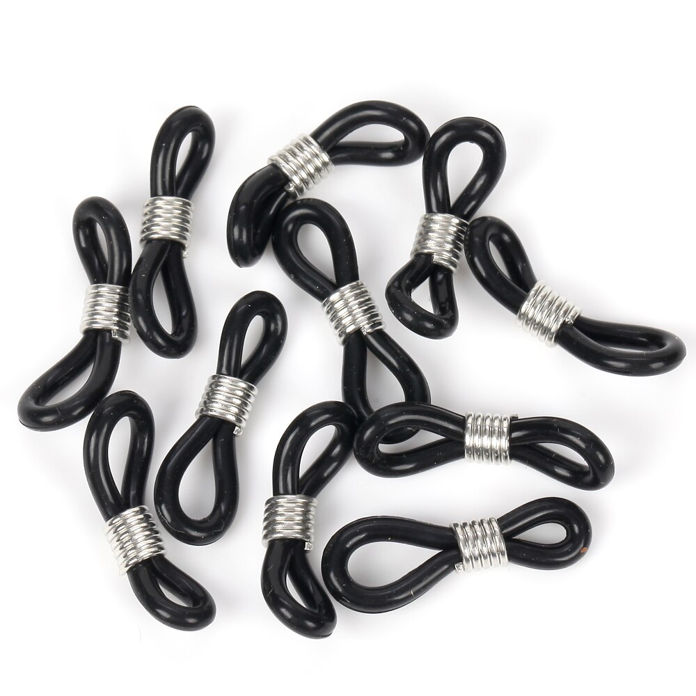 20 Stuks Oorhaak Glazen Ketting Rubberen Ring Bril Keten Bril Retainer Uiteinden Touw Zonnebril Koord Houder Riem Retainer End: WHITE
