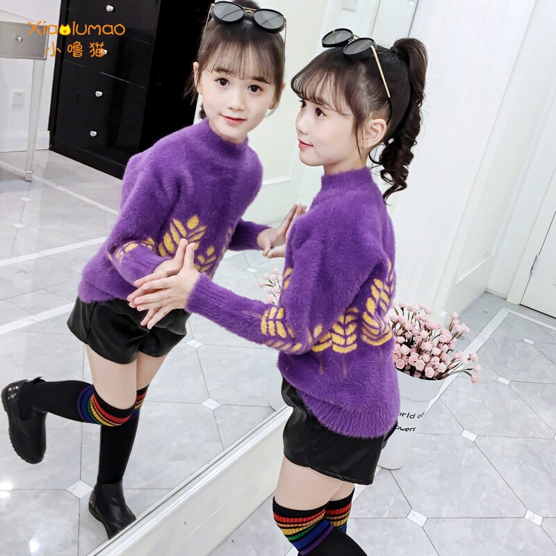 Meisjes warme trui coltrui bedrukt voor 5-8t kinderen meisjes trui lange mouwen kleding kinderkleding