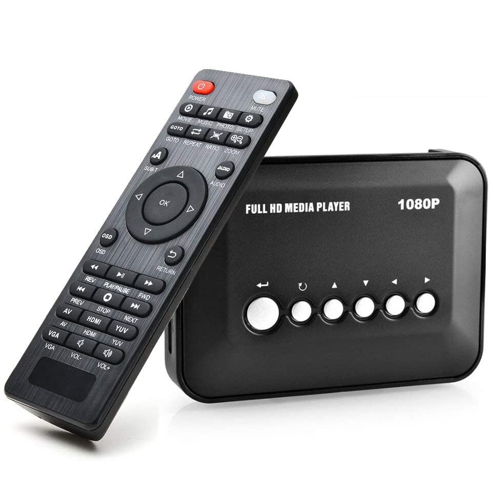 1080P FULL HD Media Player Multimedia TV Player with HDMI / YPbPr / AV Output, USB/SD Ports with Remote Control for MP3 AVI RMV