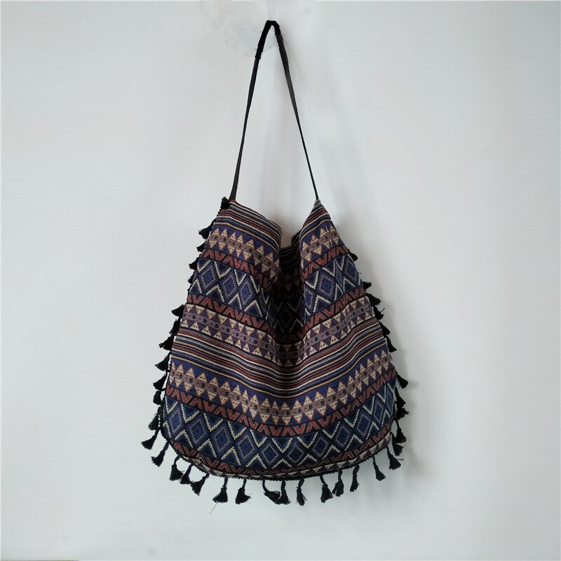 Vintage Bohemian Mode Tas Vrouwen Handtas Tas Kwastje Geen Voering Met Binnenzak Etnische Stijl Schoudertas Onderarm Tassen