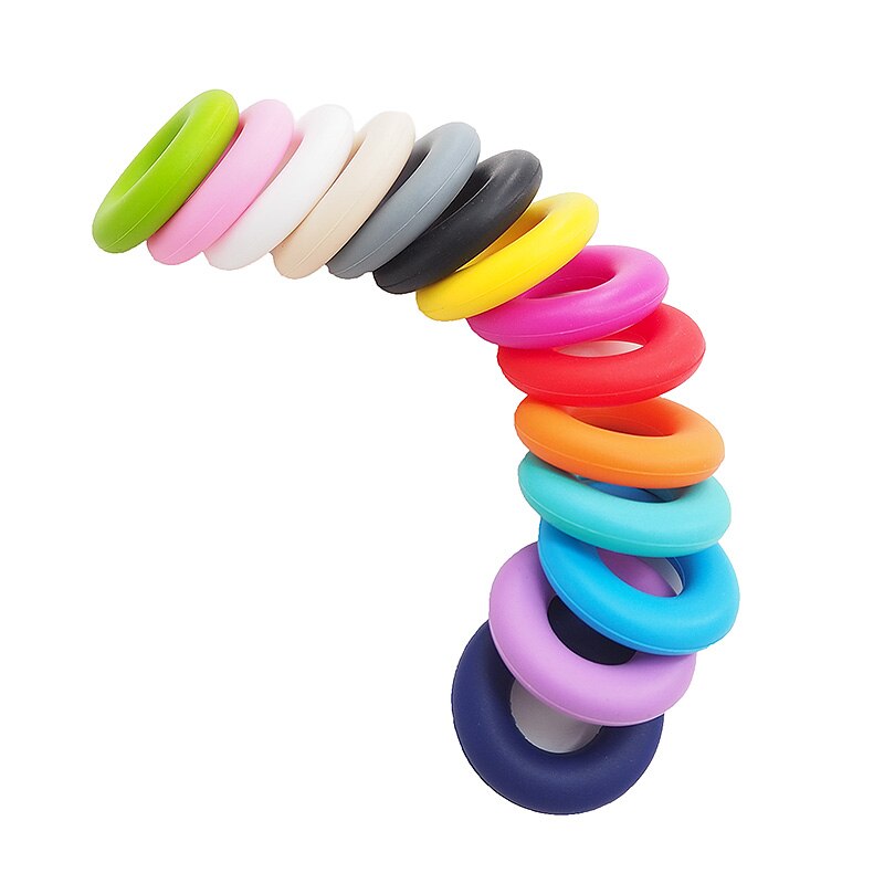 Chenkai-anneau de dentition Silicone sans BPA | Perles de donuts pour bébé, pour la fabrication bricolage, accessoires de jouets, 50 pièces