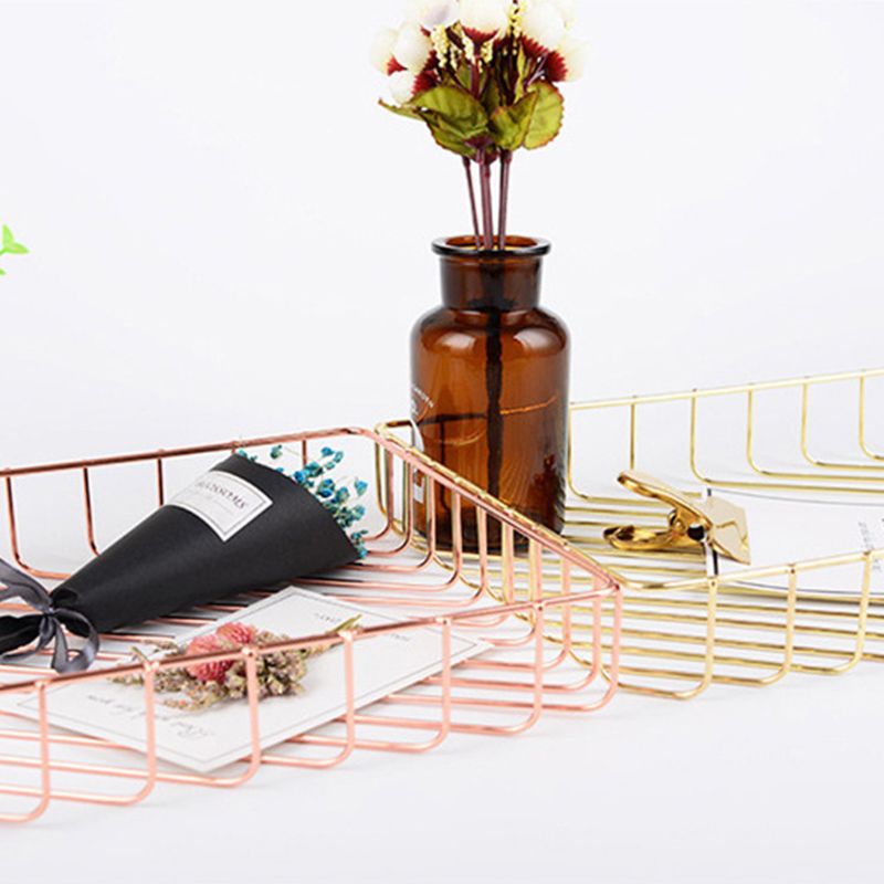 Metal Storage Iron Documents A4 Paper Storage Basket Desktop Stationery M17F