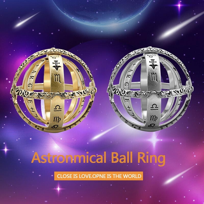 Astronomical Sphere Ball Rings Cosmic Finger Ring Complex Rotating Variable Form Pendant Ring Jewelry