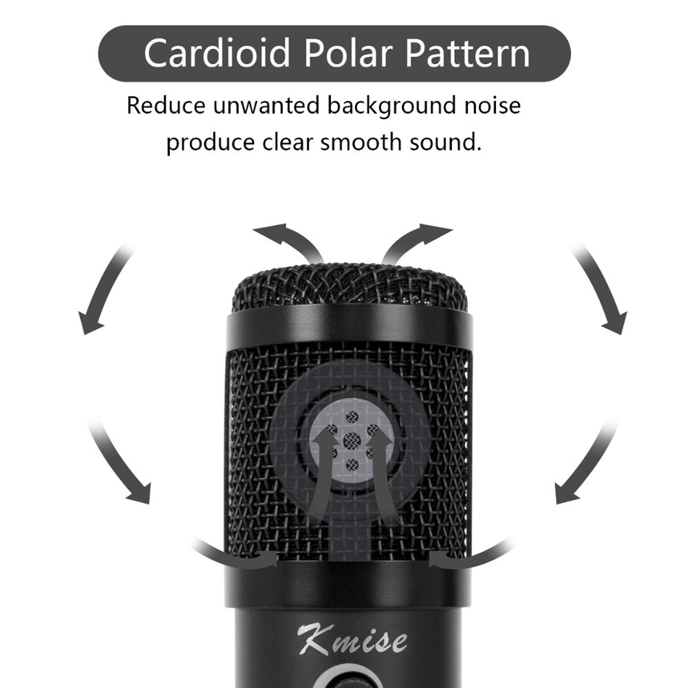 Kmise USB Condenser Microphone 16mm Large Diaphragm for Window&Mac Multipurpose Mic for Studio Recording Gaming Broadcast