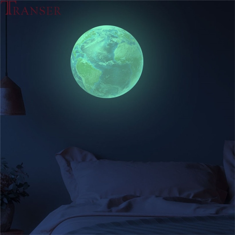 Transer 1 Pc 30 Cm 3D Aarde Fluorescerende Muur Sticker Verwijderbare Glow In Dark Sticker 201