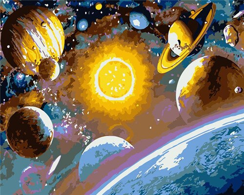 Pintura al óleo AZQSD por número, imagen DIY de arte de pared de planeta para la sala de estar, decoración del hogar, colorear por números, paisaje, único: SZGD7650