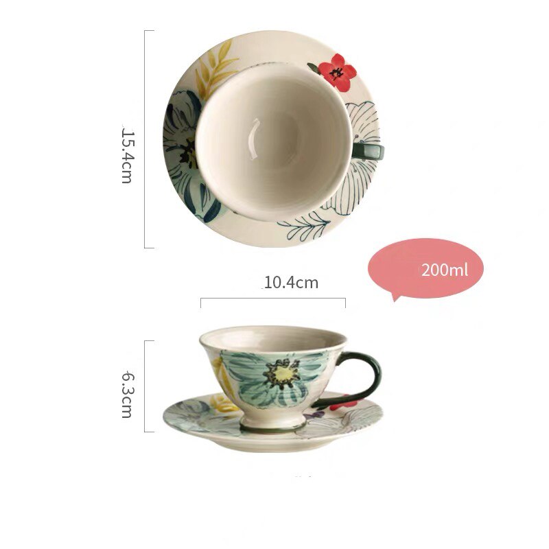 Flower Blooming Ceramic Dinnerware Set Personality Bowl Fish Plate Saucer 6/8/10 Inch Plate Double Ear Noodle Soup Bowl: coffee cup saucer