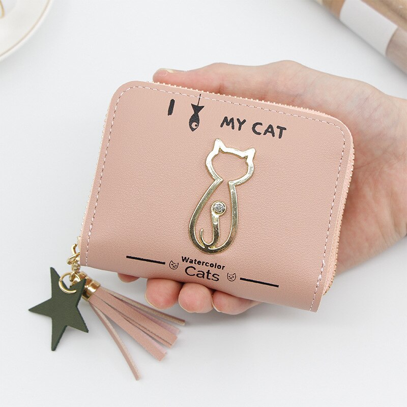 Portemonnee dames mini kwastjes portemonnee dames mini portemonnees koreaanse studenten mooie metalen katten portemonnee dames kleine portemonnees