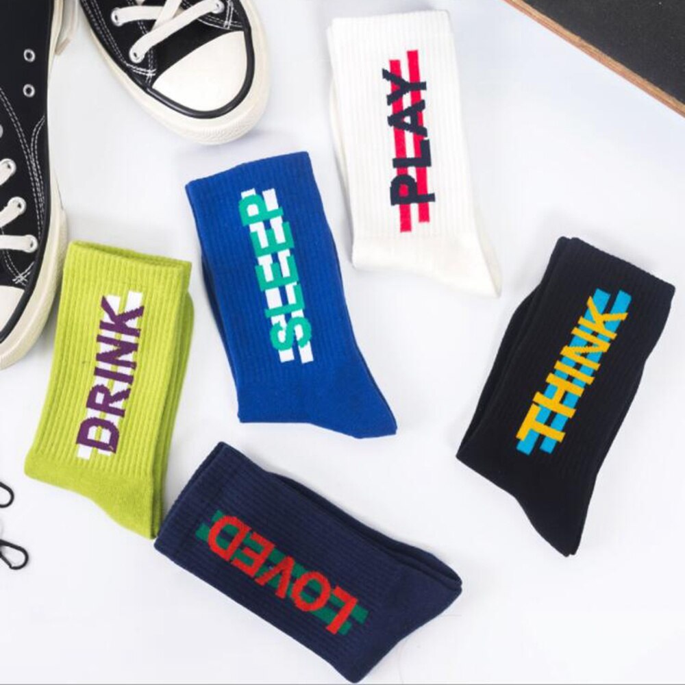 Men's socks spring trendy socks hip-hop socks cotton skateboard English street dance socks women men's street socks
