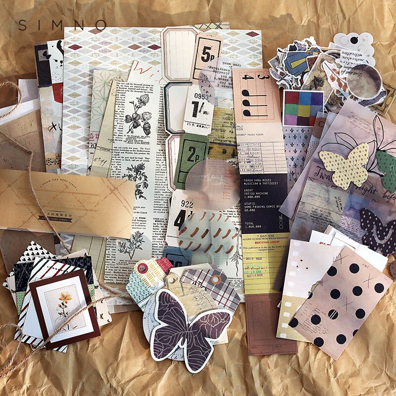 årgang matenial pakke materiale papir søppel journalplanlegger scrapbooking årgang dekorativ diy håndverk bakgrunnspapir