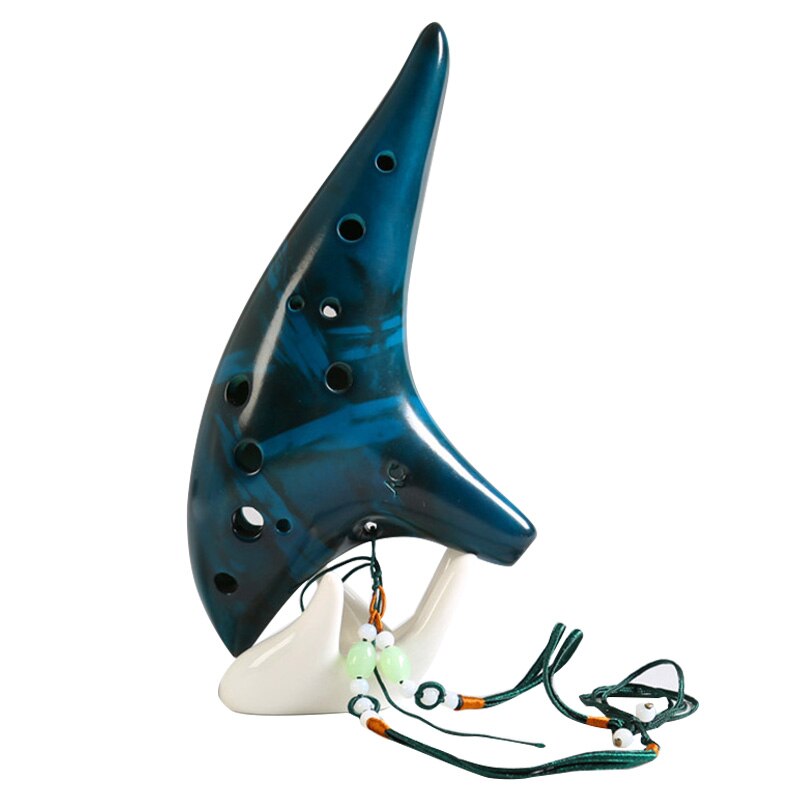 12 Holes Smoked Ocarina Submarine Style Musical Instrument Music Lover Beginner Instrument LMH66: blue