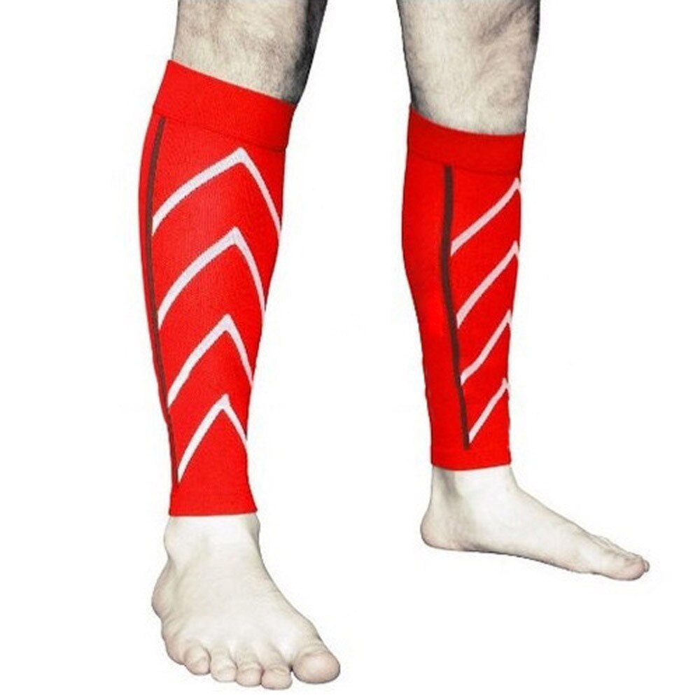 Par kalvstøtte gradueret kompression ben ærme sports sokker udendørs træning ben ærmer sportsbeskyttelsesprodukter  #w1: Rød