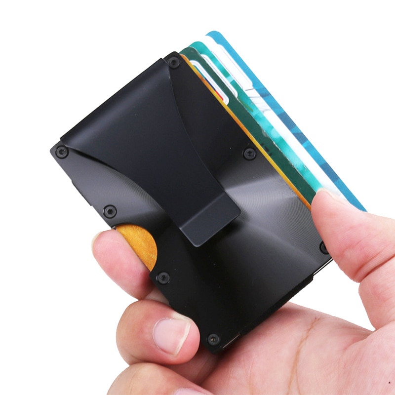 Automatische Card Case Mechanische Zaken Id Card Box Draagbare Credit Card Case Metal Rfid Blokkeren Portemonnee Portemonnee Clip