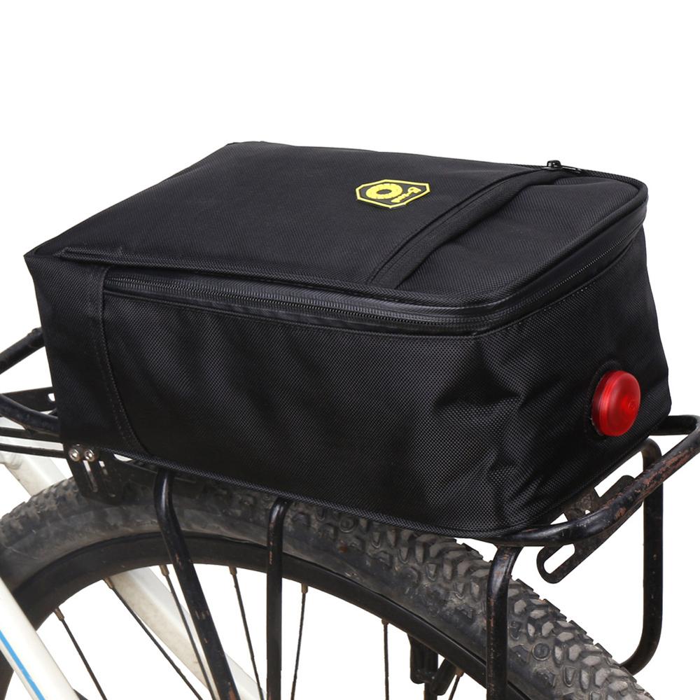 Bicycle Front Storage Bag Zipper Rack Bag Two Compartments Pannier Trunk Bag with Taillight Motorcycle Bike Accessories