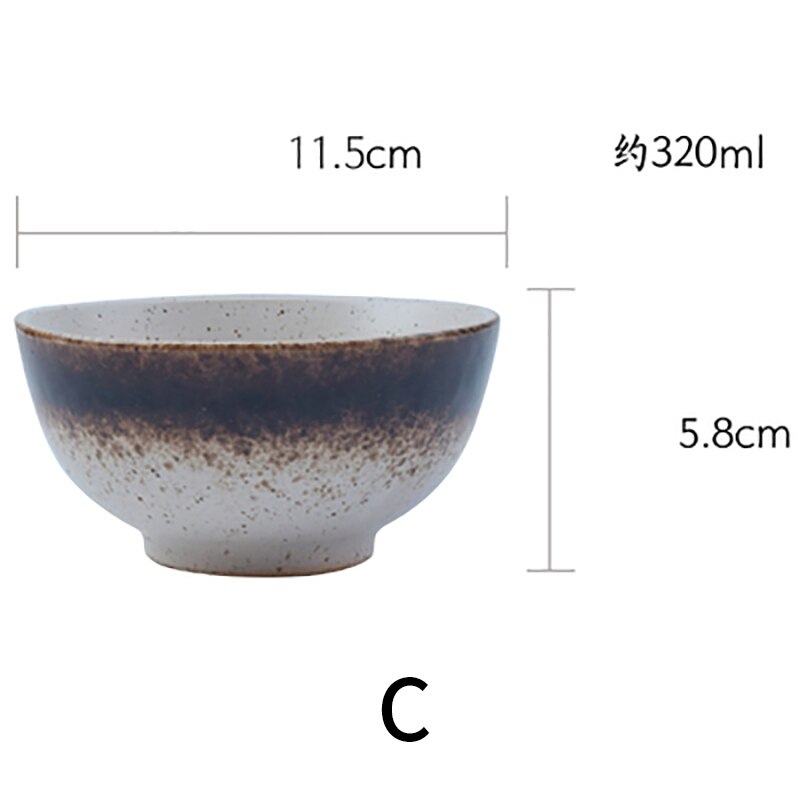 Cuenco de cerámica japonés para el hogar, Bol para arroz, Sushi, ensalada, desayuno, vajilla de cocina para Hotel: C
