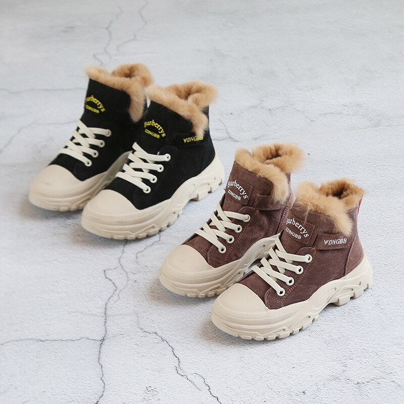 Kinderen schoenen winter lederen jongens en meisjes Martin laarzen non-slip zachte bodem wilde kinderen snowboots