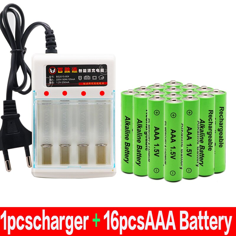Nuovo marca AAA Batteria 2100mah 1.5V Batterie Alcaline AAA batteria ricaricabile per il Controllo Remoto Giocattolo luce Batery + caricabatterie: Giallo